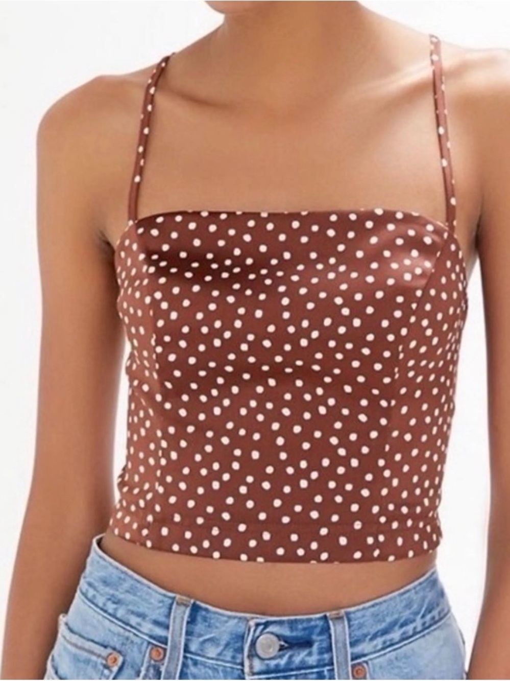 Urban Outfitters Brown Polka Dot Satin Cami